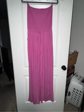 NWOT Zenana Outfitters Strapless Magenta Maxi Jumpsuit
